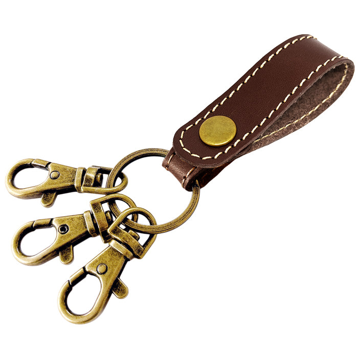 【Leo&Aoi公式ショップ】 栃木レザー 3連 キーリング 本革 スナップボタン 本革キーリング こだわり親父の本革 【安心の返品保証付き】