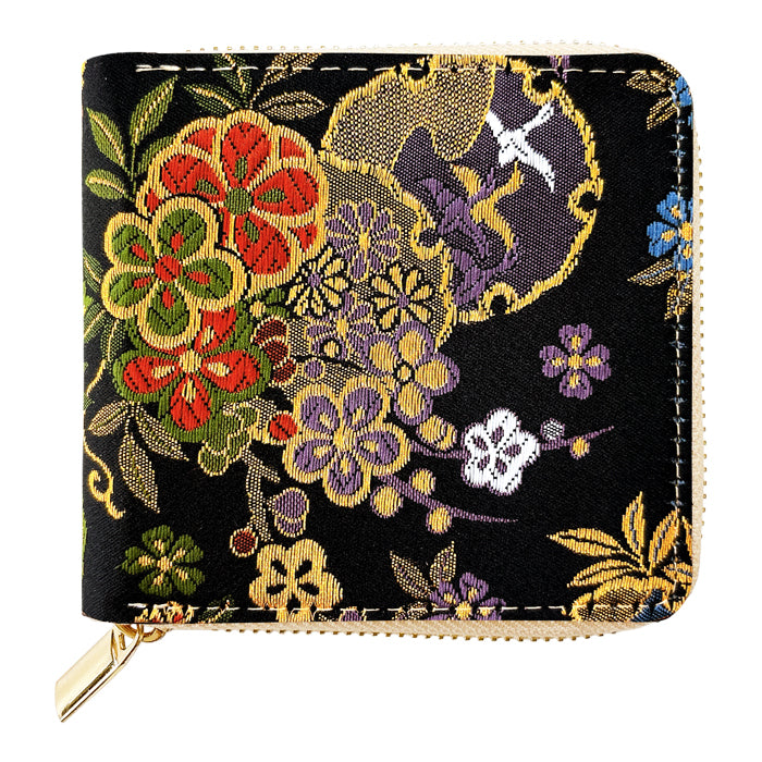 【Leo&Aoi公式ショップ】 西陣織 月影 ラウンド型 二つ折り財布 レディース メンズ 財布 ラウンドファスナー 小銭入れ コンパクト 和柄 日本製  【安心の返品保証付き】