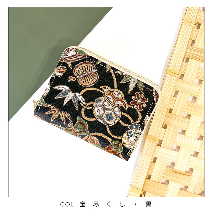 【Leo&Aoi公式ショップ】 西陣織 月影 蛇腹 ダブルファスナー 財布 レディース メンズ カード収納 ミニ財布 小さい財布 ラウンド型財布 和 和柄 和風 【安心の返品保証付き】