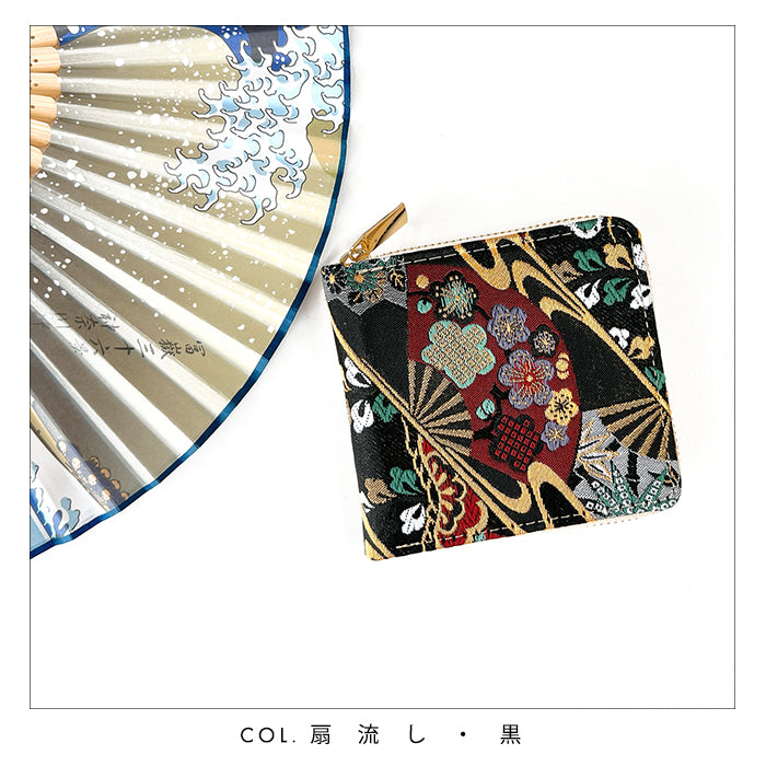 【Leo&Aoi公式ショップ】 西陣織 月影 ラウンド型 二つ折り財布 レディース メンズ 財布 ラウンドファスナー 小銭入れ コンパクト 和柄 日本製  【安心の返品保証付き】