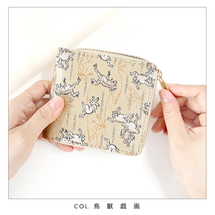 【Leo&Aoi公式ショップ】 西陣織 月影 ラウンド型 二つ折り財布 レディース メンズ 財布 ラウンドファスナー 小銭入れ コンパクト 和柄 日本製  【安心の返品保証付き】