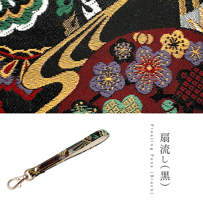 【Leo&Aoi公式ショップ】 西陣織 月影 ナスカン付き ストラップ マルチストラップ 携帯ストラップ 携帯 スマホ キーホルダー パスケース 定期入れ リストストラップ 手帳型 スマホケース 落下防止 レディース 金襴 和柄 和風 高級 華やか 着物 【安心の返品保証付き】