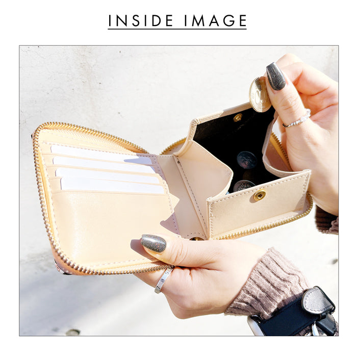 【Leo&Aoi公式ショップ】 西陣織 宵 ラウンド型 二つ折り財布 ラウンドファスナー 財布 レディース ラウンド型財布 小銭入れ 二つ折り コンパクト 薄型 カード入れ ウォレット コインケース付き ハンドメイド 金襴 和風 和柄 桜