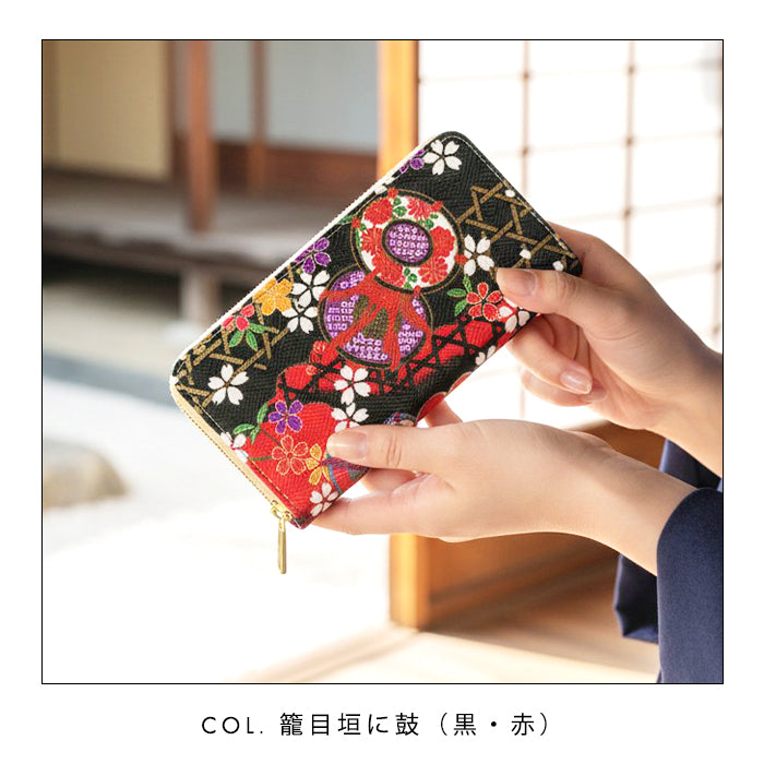 【Leo&Aoi公式ショップ】 金彩友禅 華 長財布 金襴 財布 ラウンドファスナー カード収納 サイフ さいふ ウォレット ラウンド長財布 ラウンド財布 長サイフ 和風 和柄 和 豪華 織物 レディース メンズ 女性 男性 ハンドメイド【安心の返品保証付き】