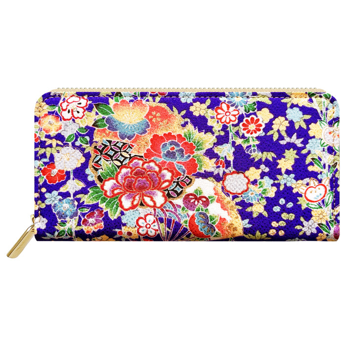 【Leo&Aoi公式ショップ】 金彩友禅 華 長財布 金襴 財布 ラウンドファスナー カード収納 サイフ さいふ ウォレット ラウンド長財布 ラウンド財布 長サイフ 和風 和柄 和 豪華 織物 レディース メンズ 女性 男性 ハンドメイド【安心の返品保証付き】