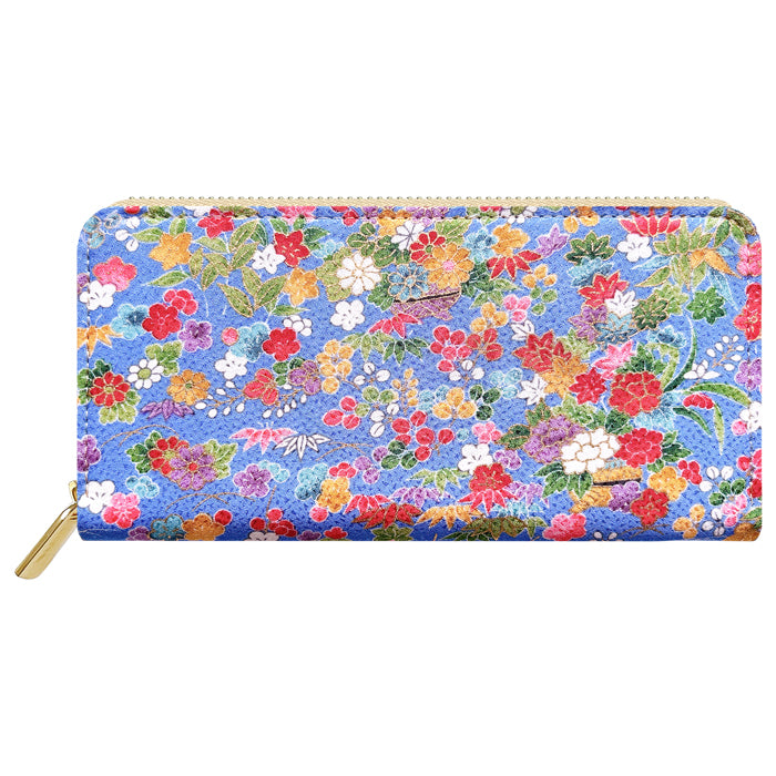 【Leo&Aoi公式ショップ】 金彩友禅 華 長財布 金襴 財布 ラウンドファスナー カード収納 サイフ さいふ ウォレット ラウンド長財布 ラウンド財布 長サイフ 和風 和柄 和 豪華 織物 レディース メンズ 女性 男性 ハンドメイド【安心の返品保証付き】